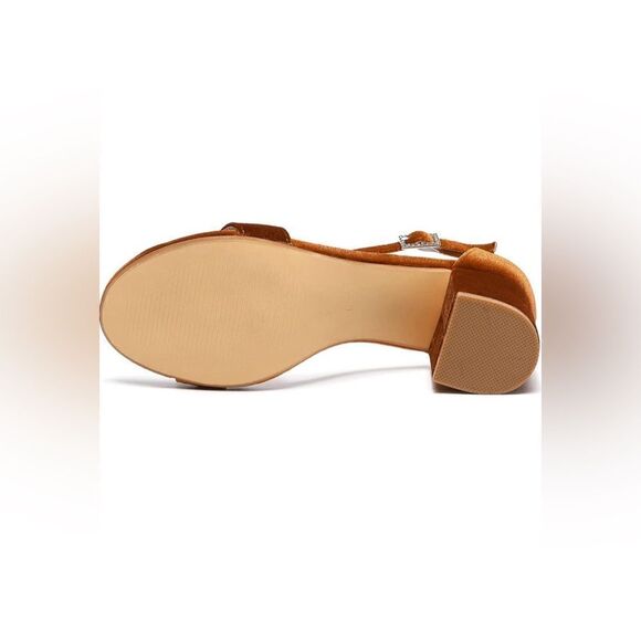 NIB Amoji Brown Velvet Sandals - Picture 6 of 7